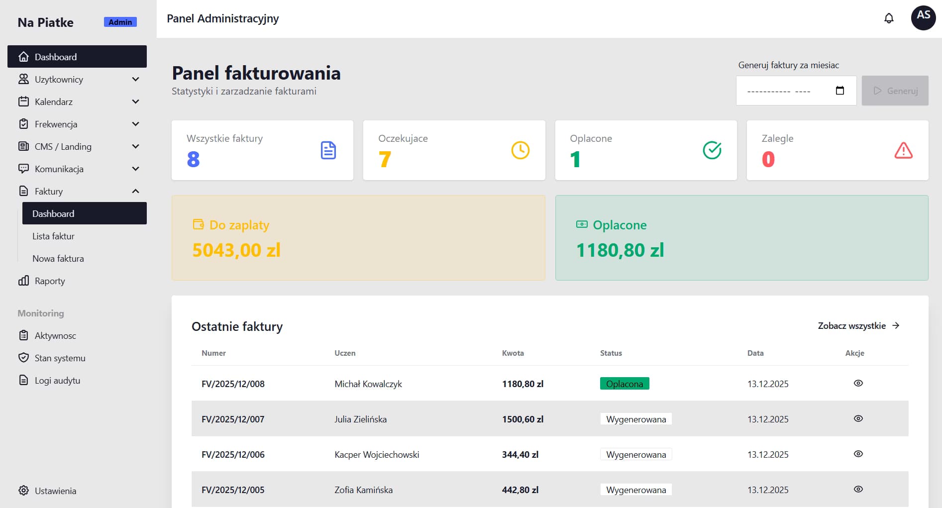 Automatyczne fakturowanie TutorHub z wyliczeniami VAT
