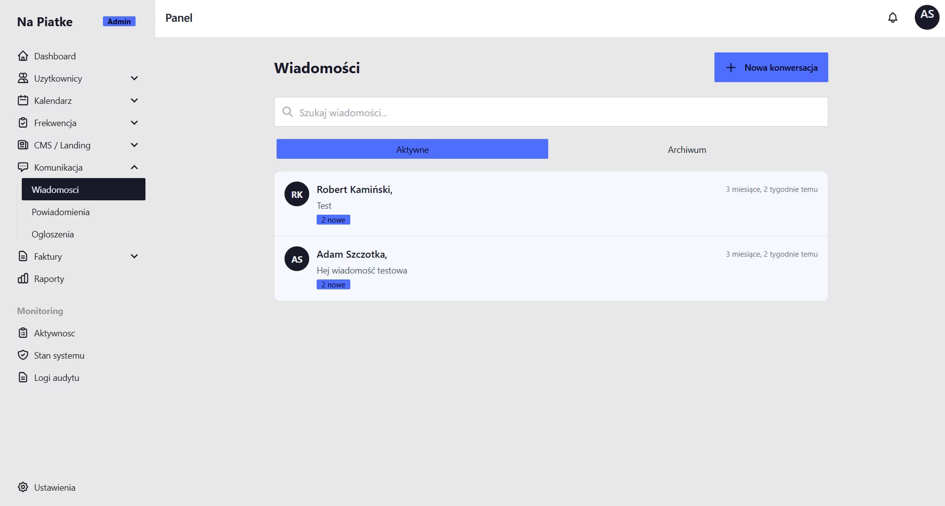 Komunikator TutorHub z wątkami i czatem grupowym